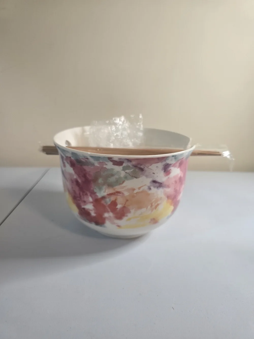 Floral Watercolor Ceramic Bowl - Multicolor -